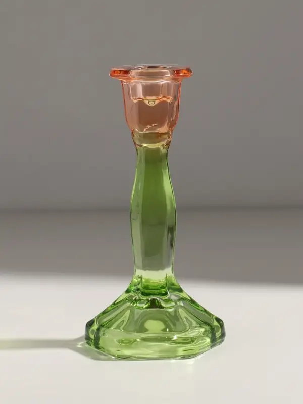 Подсвечник стекло  Подсвечник стекло "Градиент. Грани" оранжево-зелёный d=2,2 см 10х10х19 см