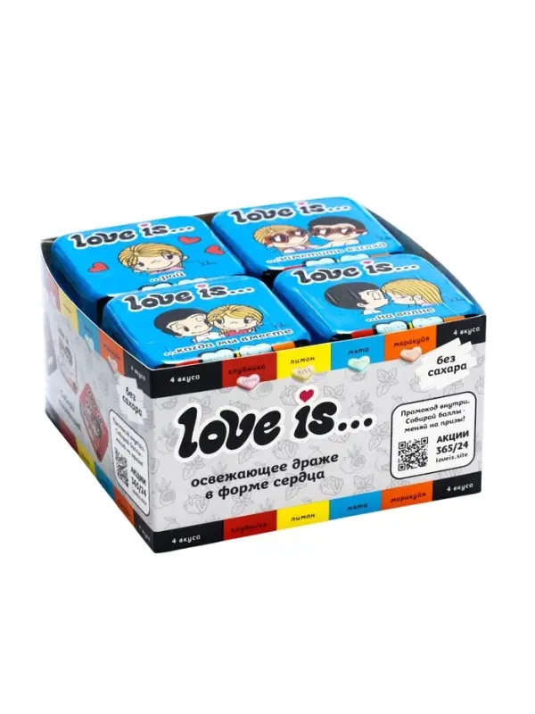 Конфеты освежающие Love is, в форме сердца, со вкусом мяты, 20 г