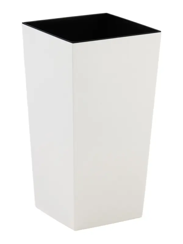 Кашпо со вставкой 25х25х46 см (вставка 11 л) "ЖАСМИН 3" белый квадрат
