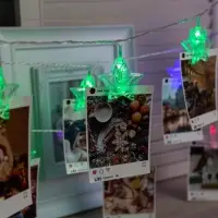 Гирлянда &laquo;Нить&raquo; 4.5 м с насадками &laquo;Прищепки-звёзды&raquo;, IP20, прозрачная нить, 20 LED, свечение мульти (RG/RB), мигание, 220 В