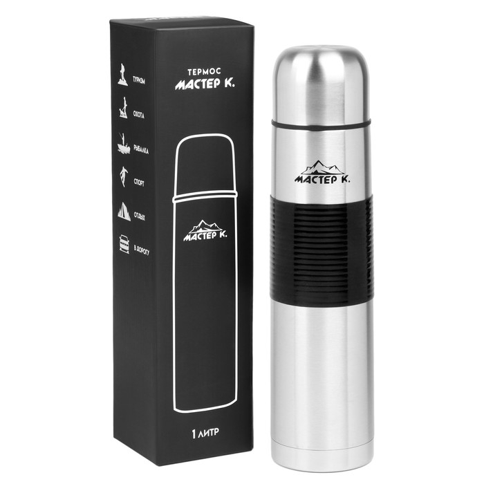 Термос, серия: Гильза, Термос, серия: Гильза, "Мастер К", 1 л, с кружкой, сохраняет тепло 24 ч