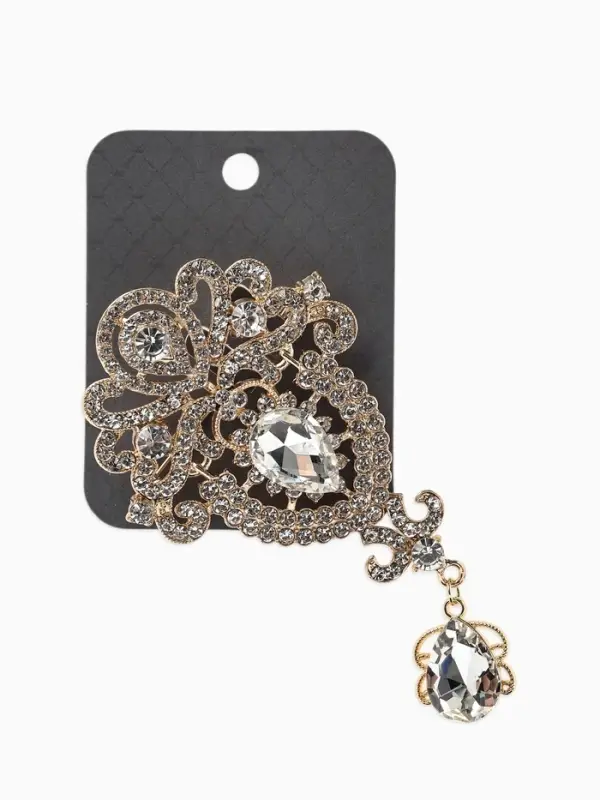 Брошь &laquo;Императрица&raquo;, вензеля, цвет белый в золоте