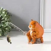 Фигурка полистоун лак &laquo;Рыжий кот на рыбалке&raquo;, 12.5&times;10&times;18 см