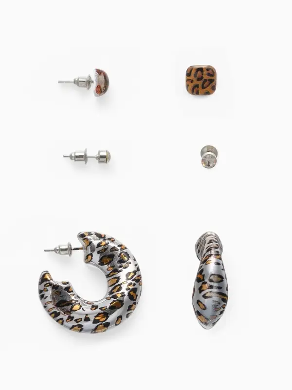 Набор серьги Набор серьги "Леопард" кольцо, цветной в серебре
