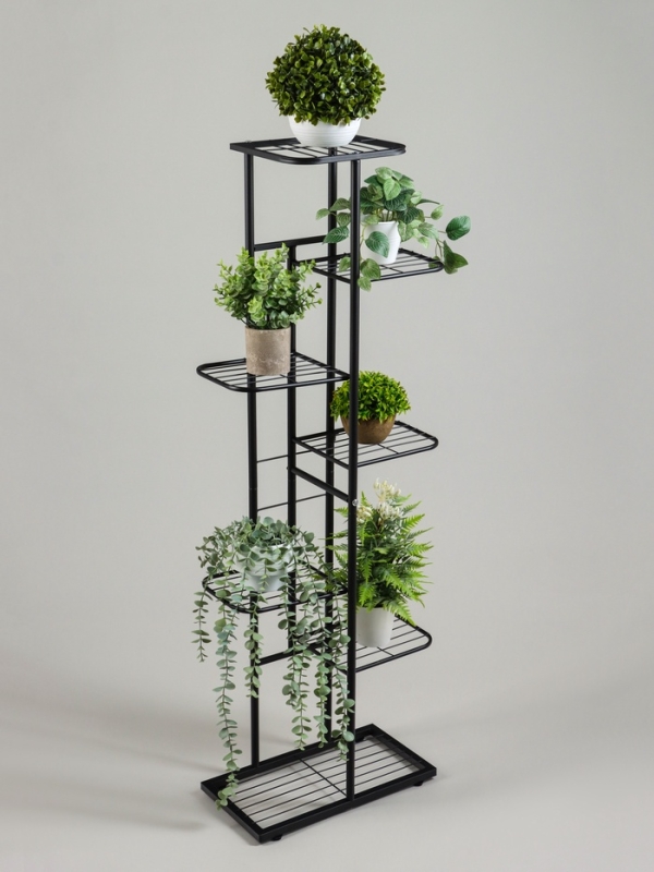 Подставка для цветов Greengo, 7 полок, 43 × 22 × 126 см, напольная, металл, чёрная Подставка для цветов Greengo, 7 полок, 43 × 22 × 126 см, напольная, металл, чёрная