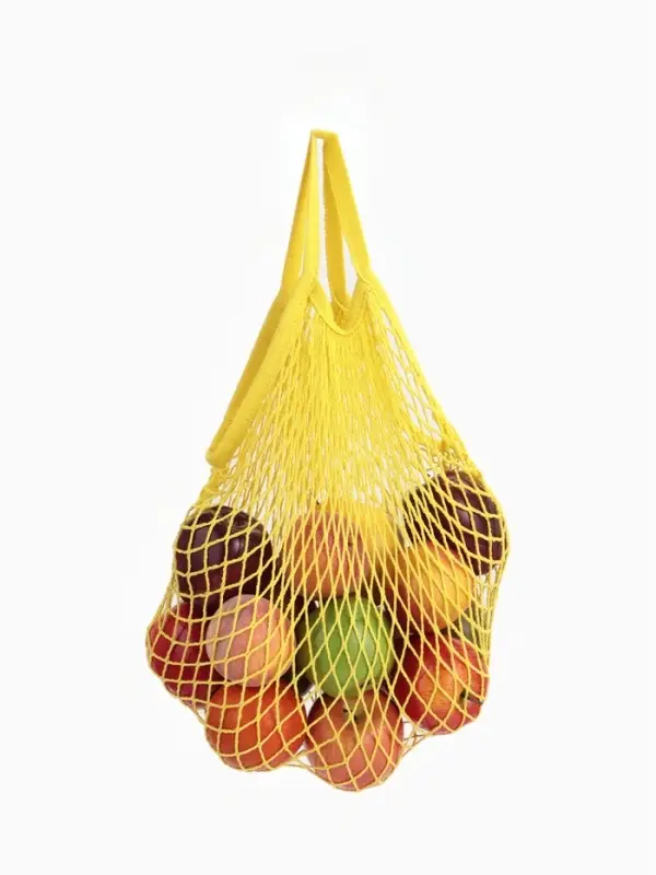 Сумка - авоська плетёная, ручка 12 см, клетка 1.5 см, жёлтая