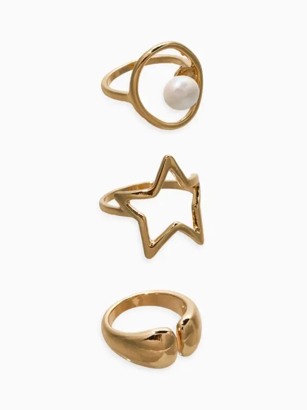 Набор колец 3 шт "Новый стиль" космос, размер МИКС, цвет белый в золоте