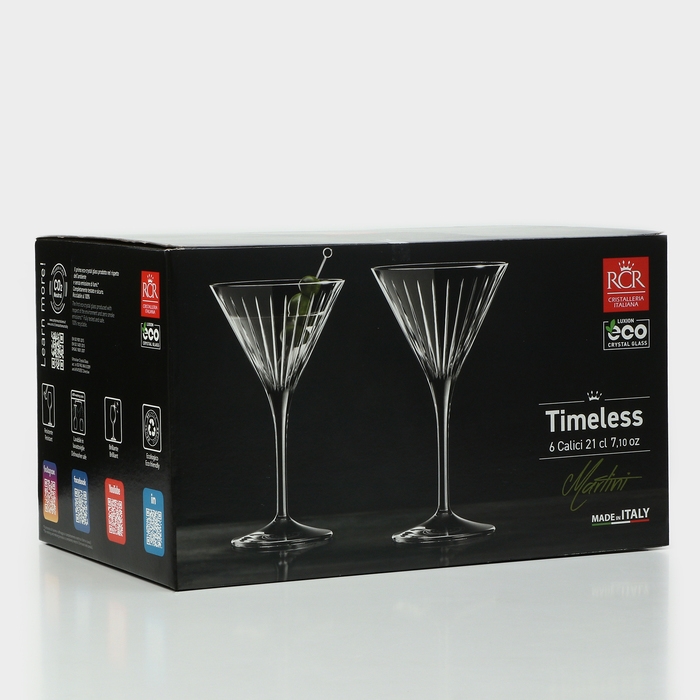 Набор бокалов для мартини RCR Timeless, 210 мл, хрустальное стекло, 6 шт Набор бокалов для мартини RCR Timeless, 210 мл, хрустальное стекло, 6 шт