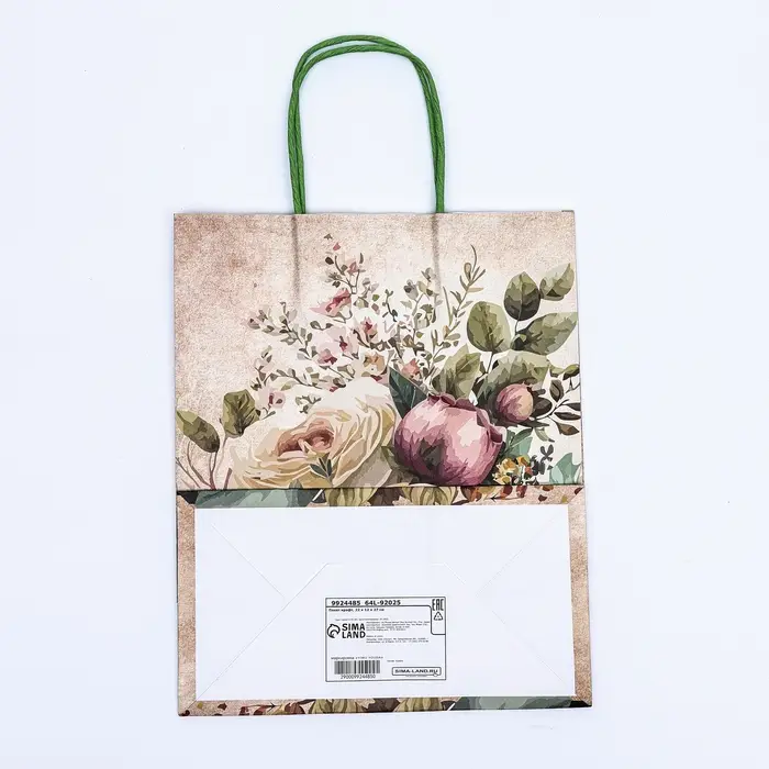 Пакет крафт «Цветы» 21×11×27 см Пакет крафт «Цветы» 21×11×27 см
