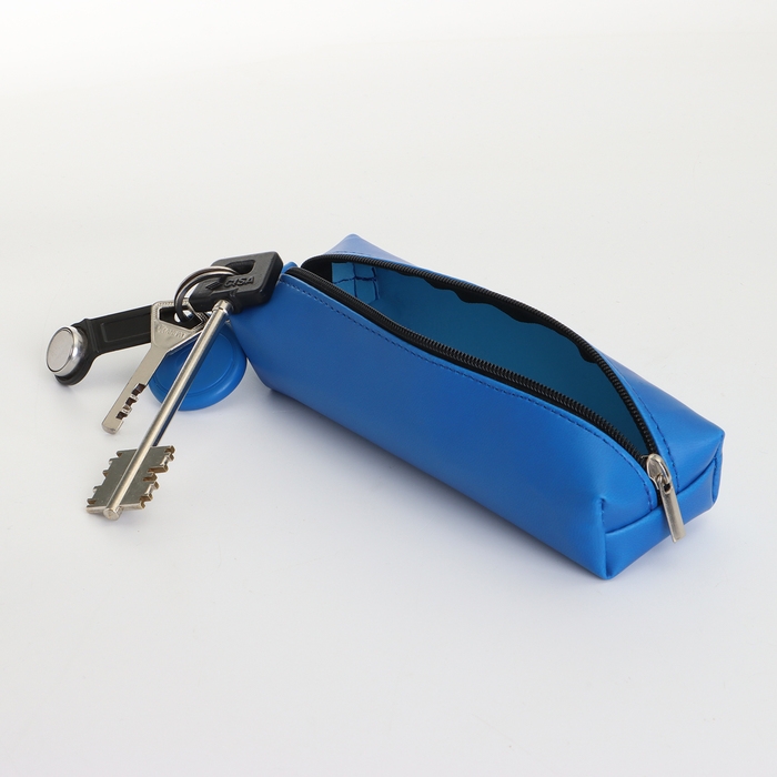 Ключница на молнии, длина 16 см, кольцо, карабин, цвет синий Ключница на молнии, длина 16 см, кольцо, карабин, цвет синий