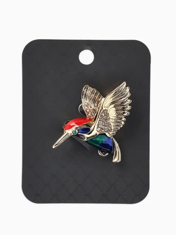 Брошь &laquo;Птица&raquo; колибри, цветная в золоте