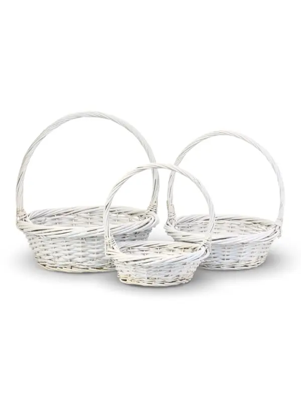 Набор корзин 3 шт ИВА 40x40x14 32х32x12 27х27x10 см ПЛЕТ ручка h=20/18/16 см