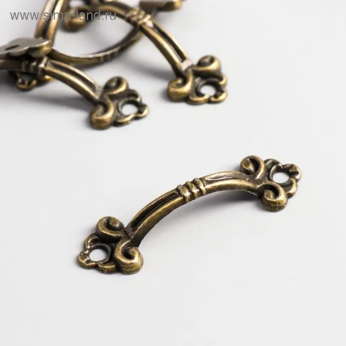Ручка для шкатулки металл Ручка для шкатулки металл "Антик" бронза 4,6х1,3 см