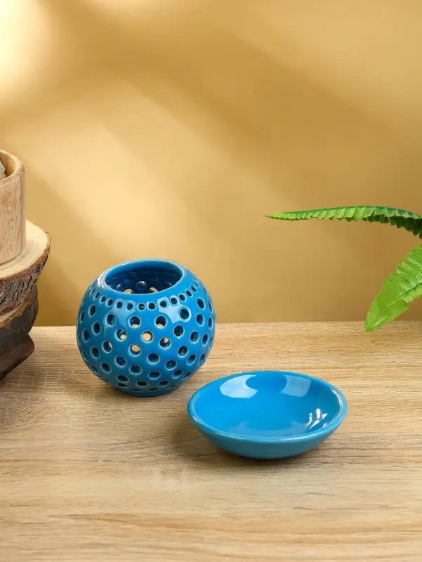 Аромалампа «Шар», 9.5×9.5×9 см, керамика, голубая