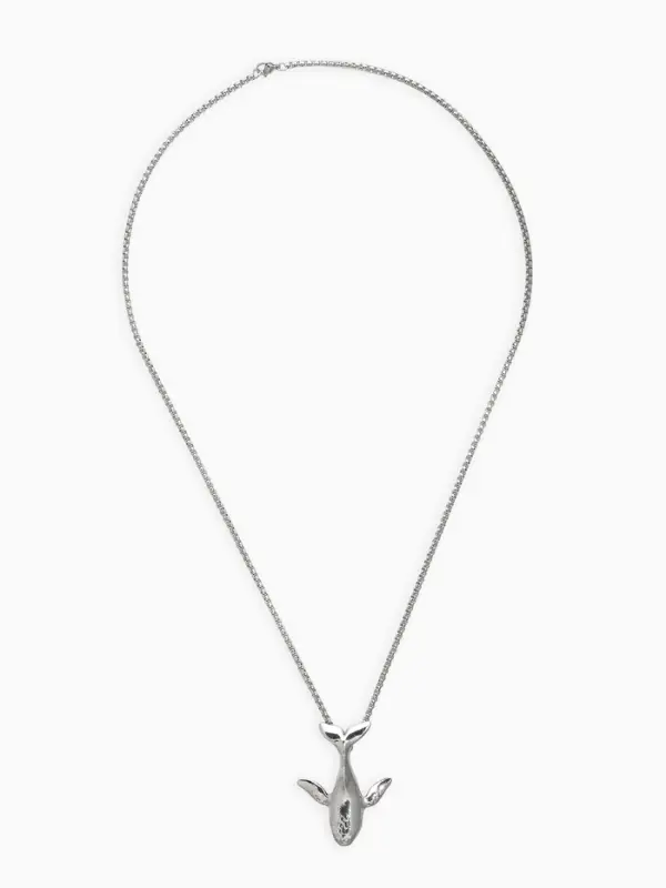 Кулон &laquo;Кит&raquo;, цвет чернёное серебро, 70 см