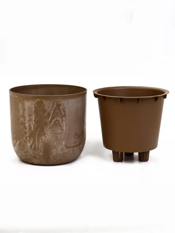 Кашпо со вставкой 7,8 л d28 см h25,5 см МИКРИТ бежевый слайн