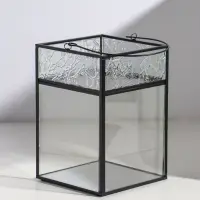 Подсвечник стекло, металл "Следы от листьев" прозрачный 13,5х13х19,4 см