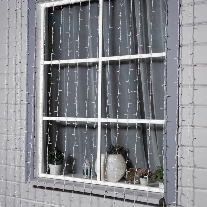 Гирлянда «Занавес» 2 × 3 м, IP44, УМС, белая нить, 760 LED, свечение белое, 220 В Гирлянда «Занавес» 2 × 3 м, IP44, УМС, белая нить, 760 LED, свечение белое, 220 В