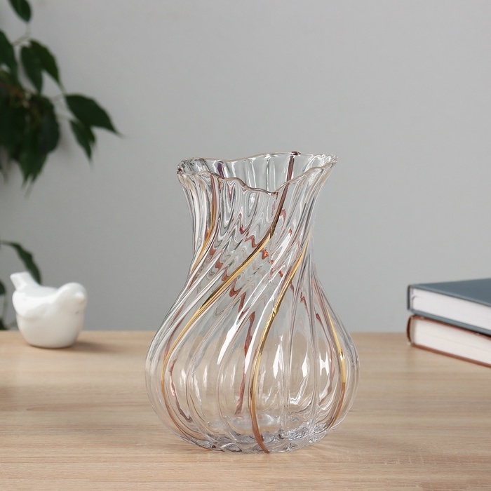 Ваза стекло настольная  Ваза стекло настольная "Милагрос" витая, 20х13 см, прозрачный