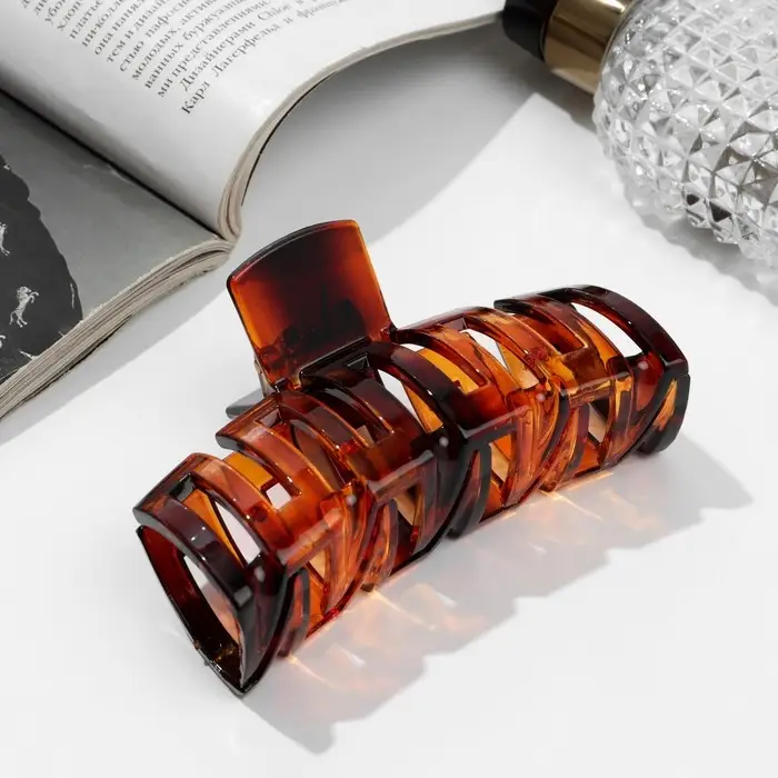 Краб для волос «Кофейный», зиг-заг, 10 см