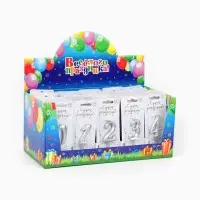 Свечи для торта цифры &laquo;Серебряные&raquo;, 50 штук в шоу-боксе