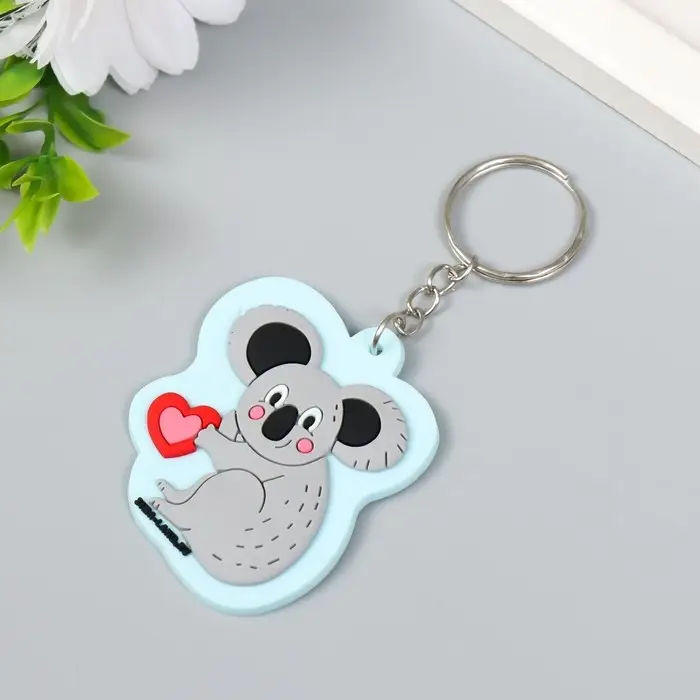 Брелок для ключей на кольце «Румяная коала с сердечком», резина, 5×5.5 см