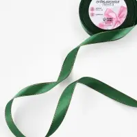 Лента атласная, с золотым люрексом, 15 мм, 23&plusmn;1 м, зелёная №049