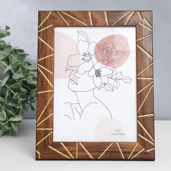 Фоторамка пластик 13х18 см Фоторамка пластик 13х18 см "Хаос. Прямые линии" под дерево 21х16 см