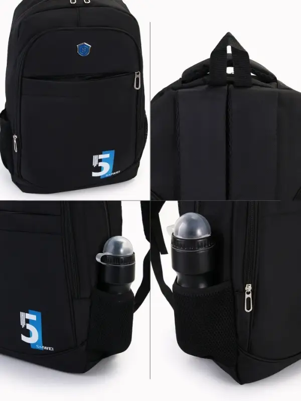 Рюкзак молодёжный на молниях, с принтом, 4 кармана, с принтом, 35&times;18&times;50 см, чёрный