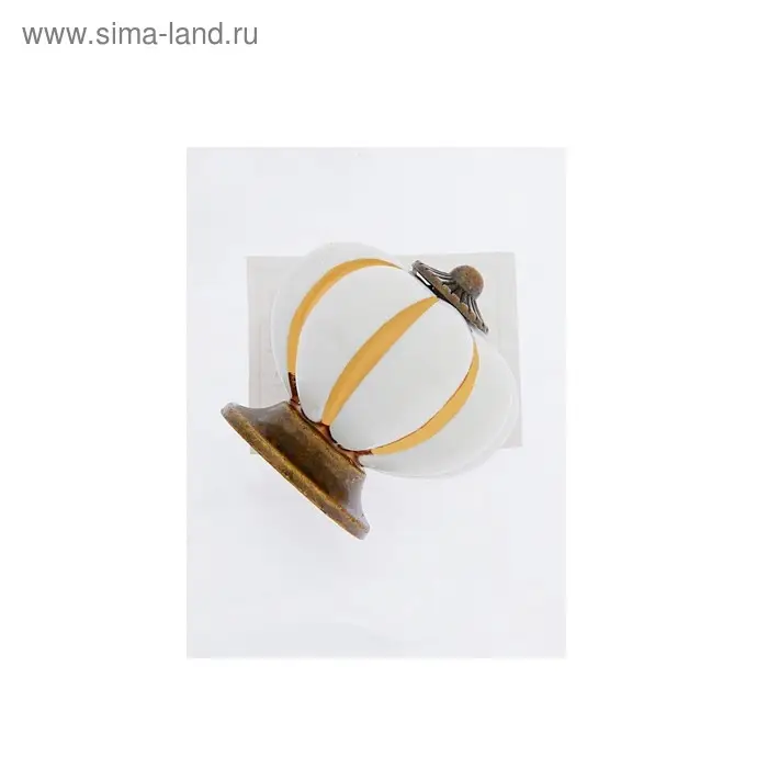 Ручка-кнопка ТУНДРА РК117 (001), d=39, пластик, белая с золотым