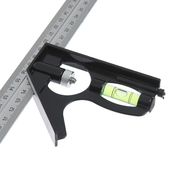 Угольник металлический комбинированный ТУНДРА, с уровнем, 300 мм Угольник металлический комбинированный ТУНДРА, с уровнем, 300 мм