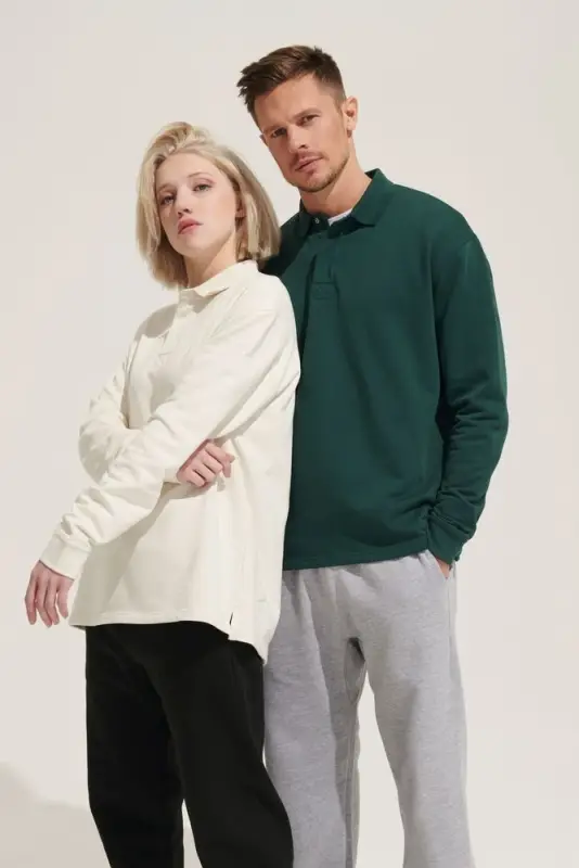 Рубашка поло оверсайз с длинным рукавом Heritage, серый меланж, размер S