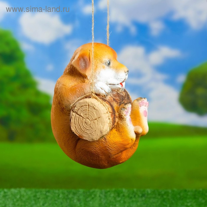 Подвесной декор Подвесной декор "Щенок на бревне", 21х13х18см