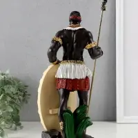 Сувенир полистоун "Воин Африки с копьем и щитом" 12х9х29 см