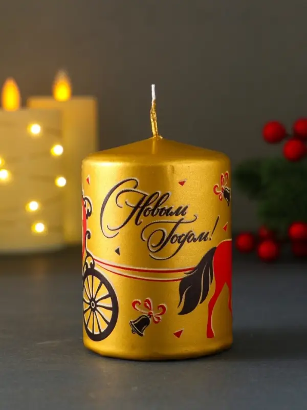 Свеча новогодняя пеньковая "Лошадь. 2026" 6х6х8 см