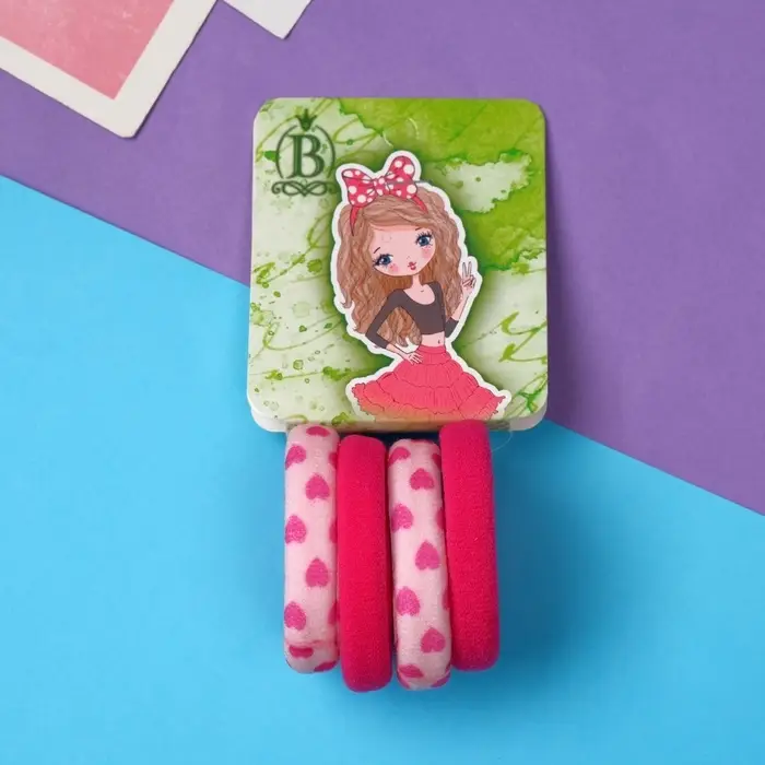 Резинка для волос  Резинка для волос "Куколка" (набор 4 шт) стильная сердечки, 4 см