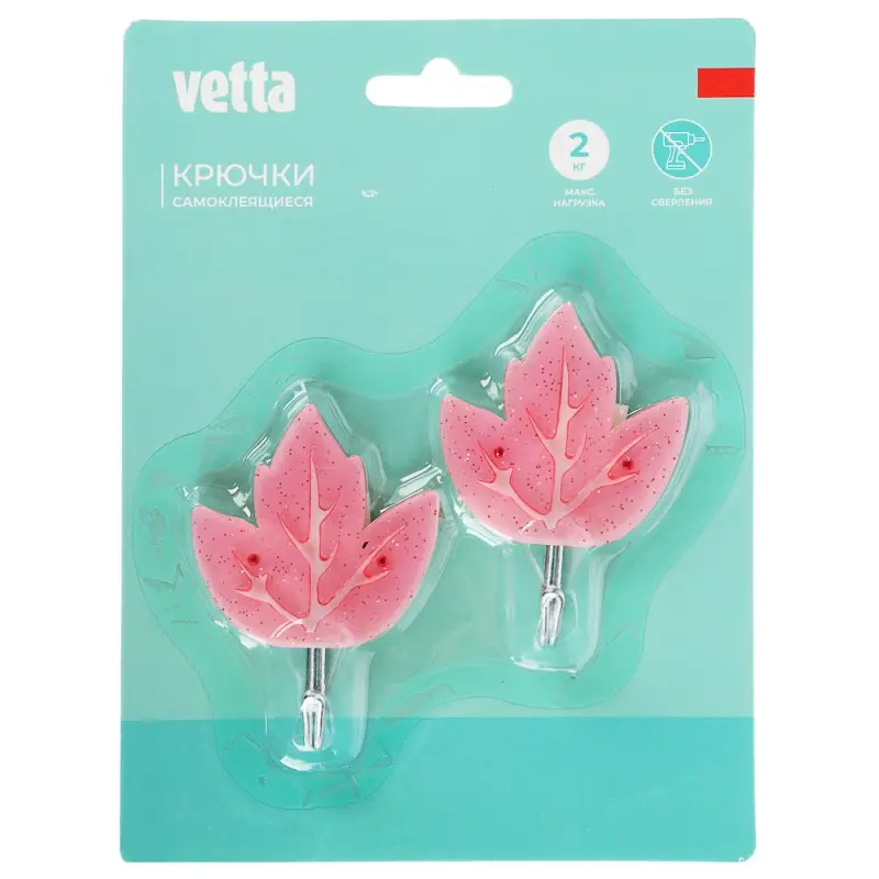 Крючки самоклеящиеся тм VETTA, сталь Q195, полипропилен, акрил, 4 дизайна, 2шт