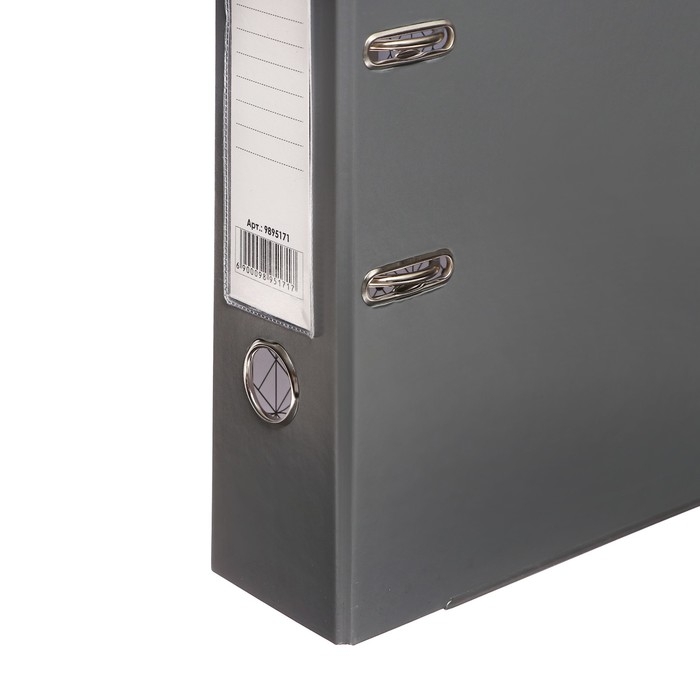 Папка-регистратор 75мм, А4, Calligrata Папка-регистратор 75мм, А4, Calligrata "Mega", бумвинил, с карманом на корешке, нижний металлический кант, серая