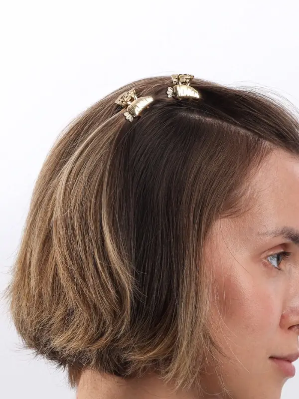 Крабики для волос QF &laquo;Авиталь&raquo;, набор 2 шт., морковка, 2.5 см, золотистый