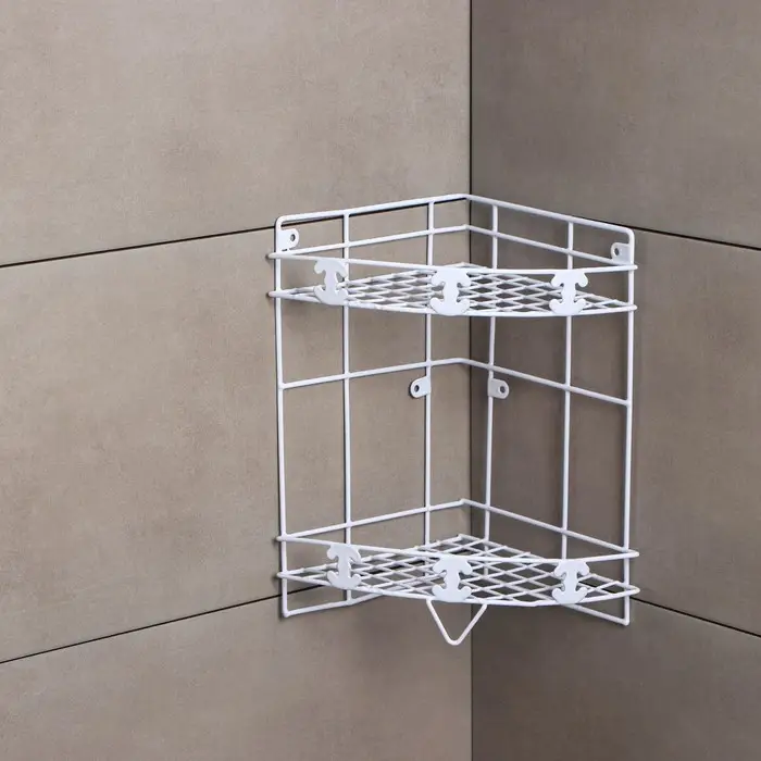 Полка для ванной Доляна, угловая, двухъярусная, 20&times;20&times;33 см, белая