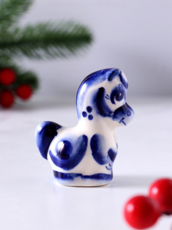 Сувенир Конь Агат, 6,5х5,5х2,5см, гжель Сувенир Конь Агат, 6,5х5,5х2,5см, гжель