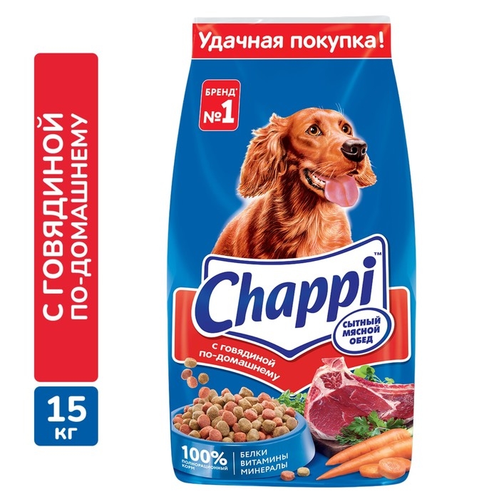 Сухой корм Chappi для собак, с говядиной по-домашнему, 15 кг Сухой корм Chappi для собак, с говядиной по-домашнему, 15 кг