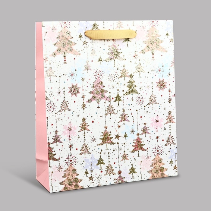 Пакет подарочный новогодний ламинированный «Ёлочки», M 30 х 26 х 9 см Пакет подарочный новогодний ламинированный «Ёлочки», M 30 х 26 х 9 см