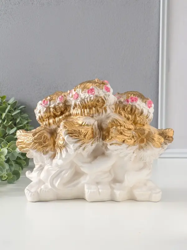 Фигура с подставкой под мелочи "Три ангела" белый, 30х23х16 см