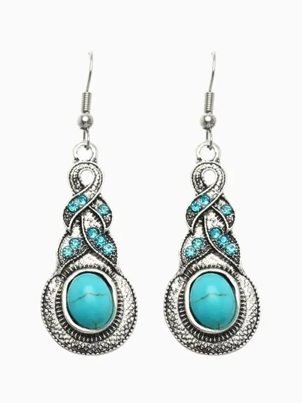 Серьги &laquo;Бирюзовый мир&raquo;, коса, голубые в чернёном серебре