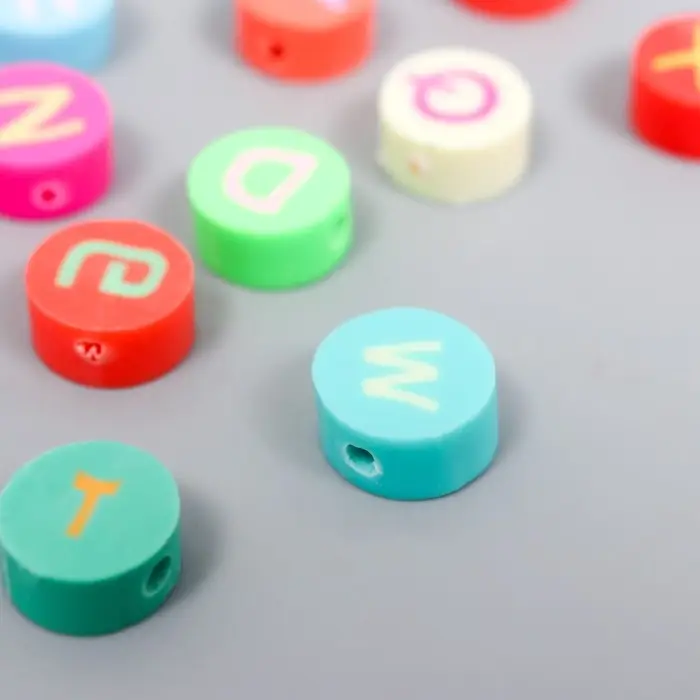 Бусины для творчества PVC  Бусины для творчества PVC "Английский алфавит на круге" цветные набор 20 шт 1х1х1 см