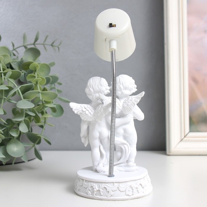 Сувенир полистоун свет "Лампа - ангелы с сердцем" белый МИКС 7,5х7,5х18 см