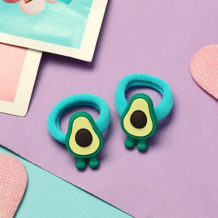 Резинки для волос «Крошка», набор 2 шт., авокадо с ножками, 3 см, зелёные Резинки для волос «Крошка», набор 2 шт., авокадо с ножками, 3 см, зелёные