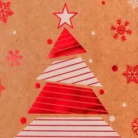 Пакет подарочный новогодний, крафт с тиснением, &laquo;Ёлка&raquo; круглая ручка, 15&times;21&times;8 см, 120 г