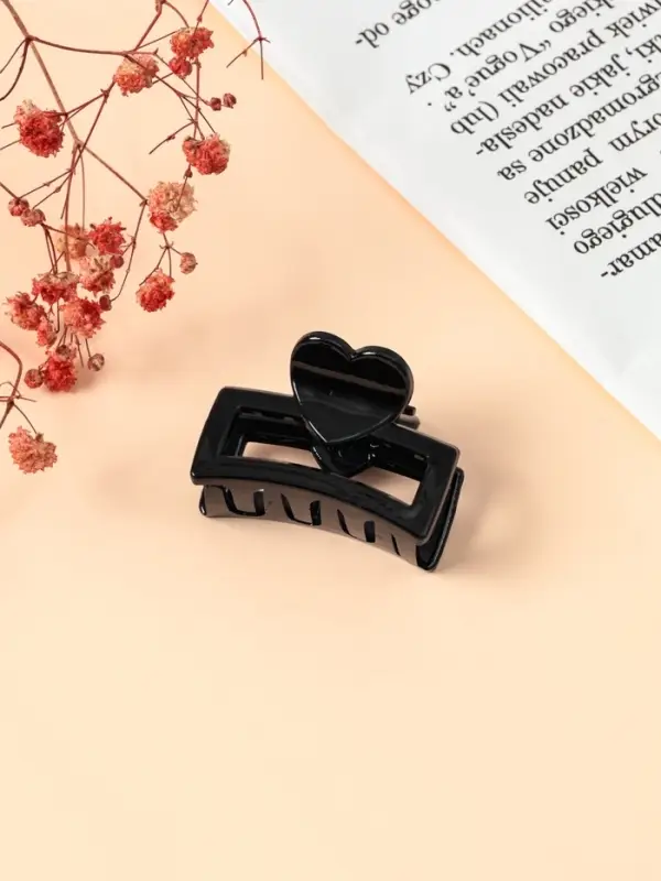 Крабик для волос &laquo;Маленькая классика&raquo;, сердце, 4 см, чёрный